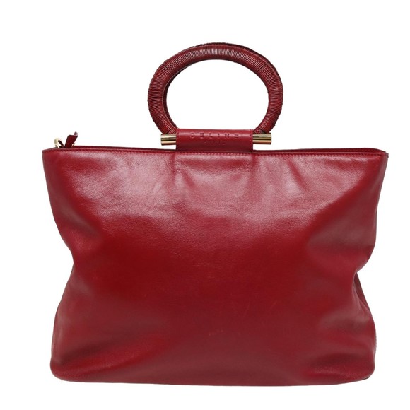 CELINE Hand Bag Leather 2way Red Auth yk13083 - Picture 2 of 16